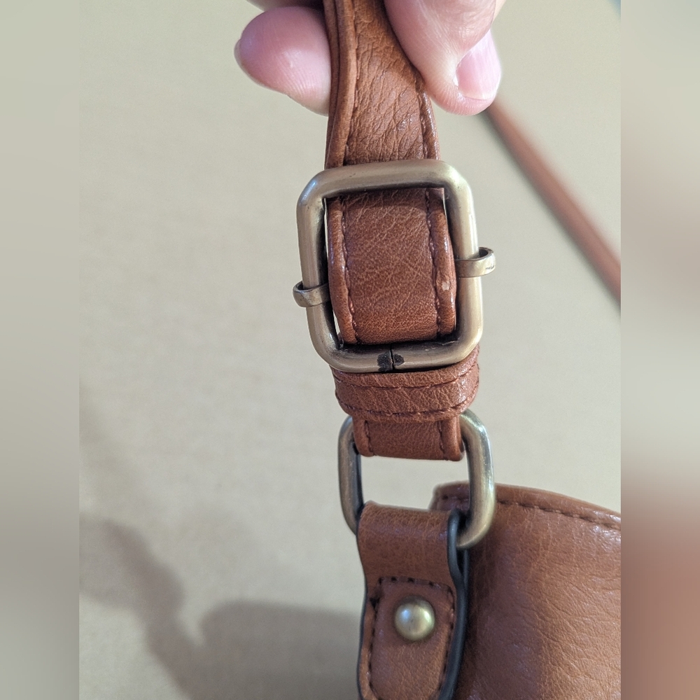 Antik Kraft Camel Brown Western Fringe Style Vegan Leather Crossbody Bag LikeNew - Picture 9 of 10